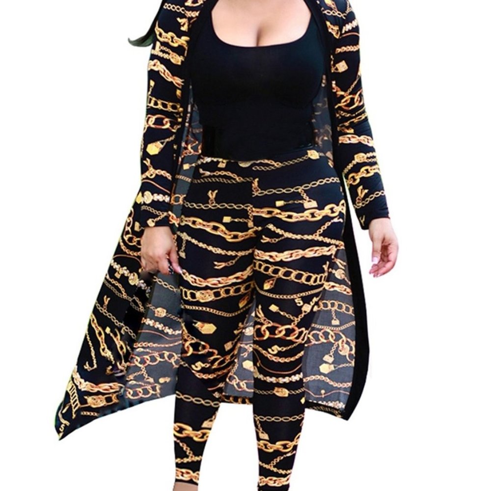 H687 Black Cardigan with Matching Ankle Length Pan